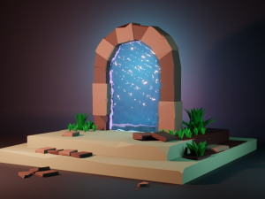 Low poly Portal in tropic 3D-Modell