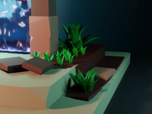 Low poly Portal in tropic 3D Model