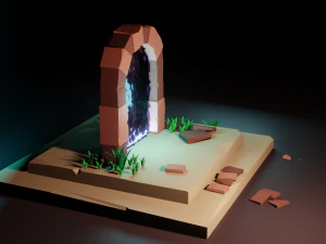 Low poly Portal in tropic 3D Model