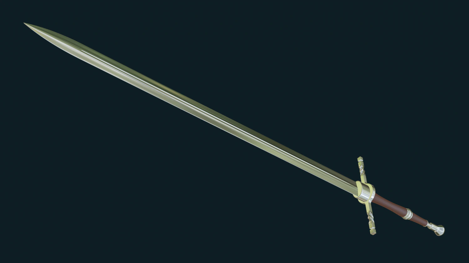 Fantasy Steel Sword 3D Model .c4d .max .obj .3ds .fbx .stl .blend 