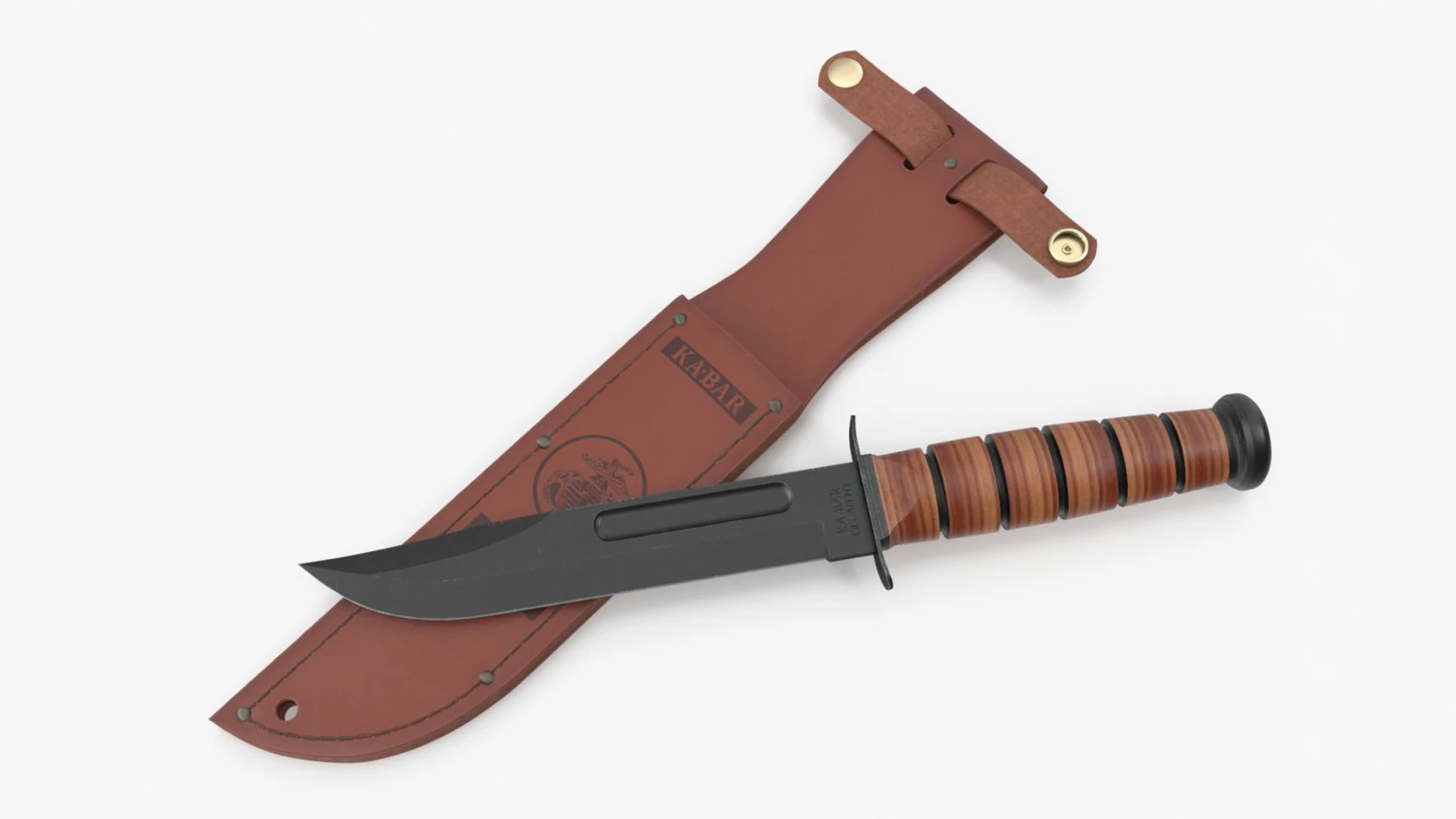 USMC Ka-Bar with Leather Sheat 3D Model .c4d .max .obj .3ds .fbx .stl .blend