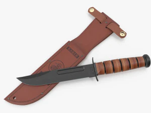 USMC Ka-Bar avec gaine en cuir Modèle 3D