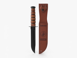USMC Ka-Bar with Leather Sheat Model 3D