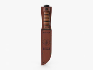 USMC Ka-Bar with Leather Sheat Model 3D