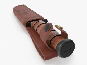 USMC Ka-Bar with Leather Sheat Model 3D