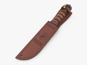 USMC Ka-Bar with Leather Sheat Model 3D