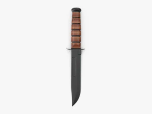 USMC Ka-Bar with Leather Sheat 3D Model