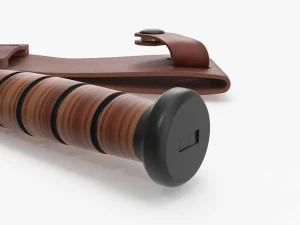 USMC Ka-Bar with Leather Sheat 3D Model