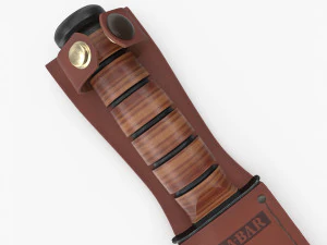 USMC Ka-Bar with Leather Sheat 3D Model