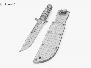 USMC Ka-Bar with Leather Sheat Model 3D