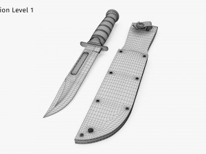 USMC Ka-Bar with Leather Sheat Model 3D