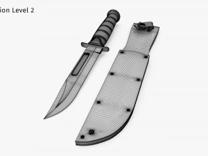 USMC Ka-Bar with Leather Sheat 3D Model