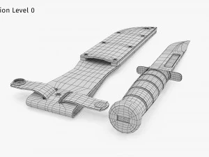 USMC Ka-Bar with Leather Sheat 3D Model