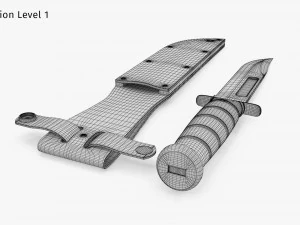 USMC Ka-Bar with Leather Sheat 3D Model