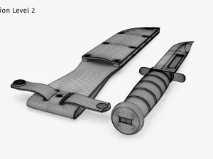 USMC Ka-Bar with Leather Sheat 3D Model