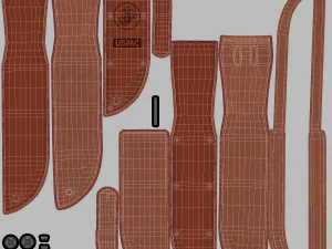 USMC Ka-Bar with Leather Sheat 3D Model