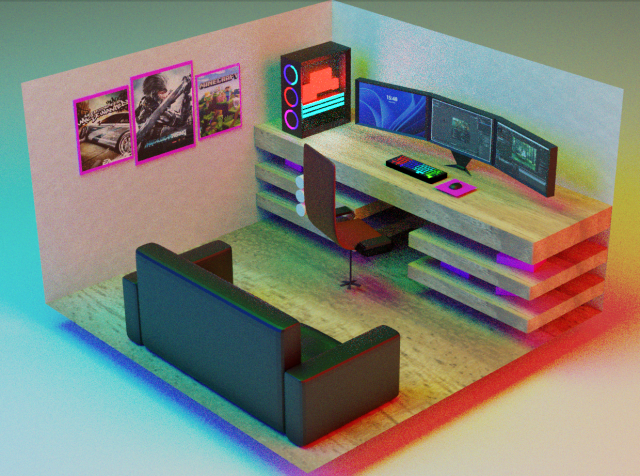 GamingRoom 3D 模型 .c4d .max .obj .3ds .fbx .stl .blend 