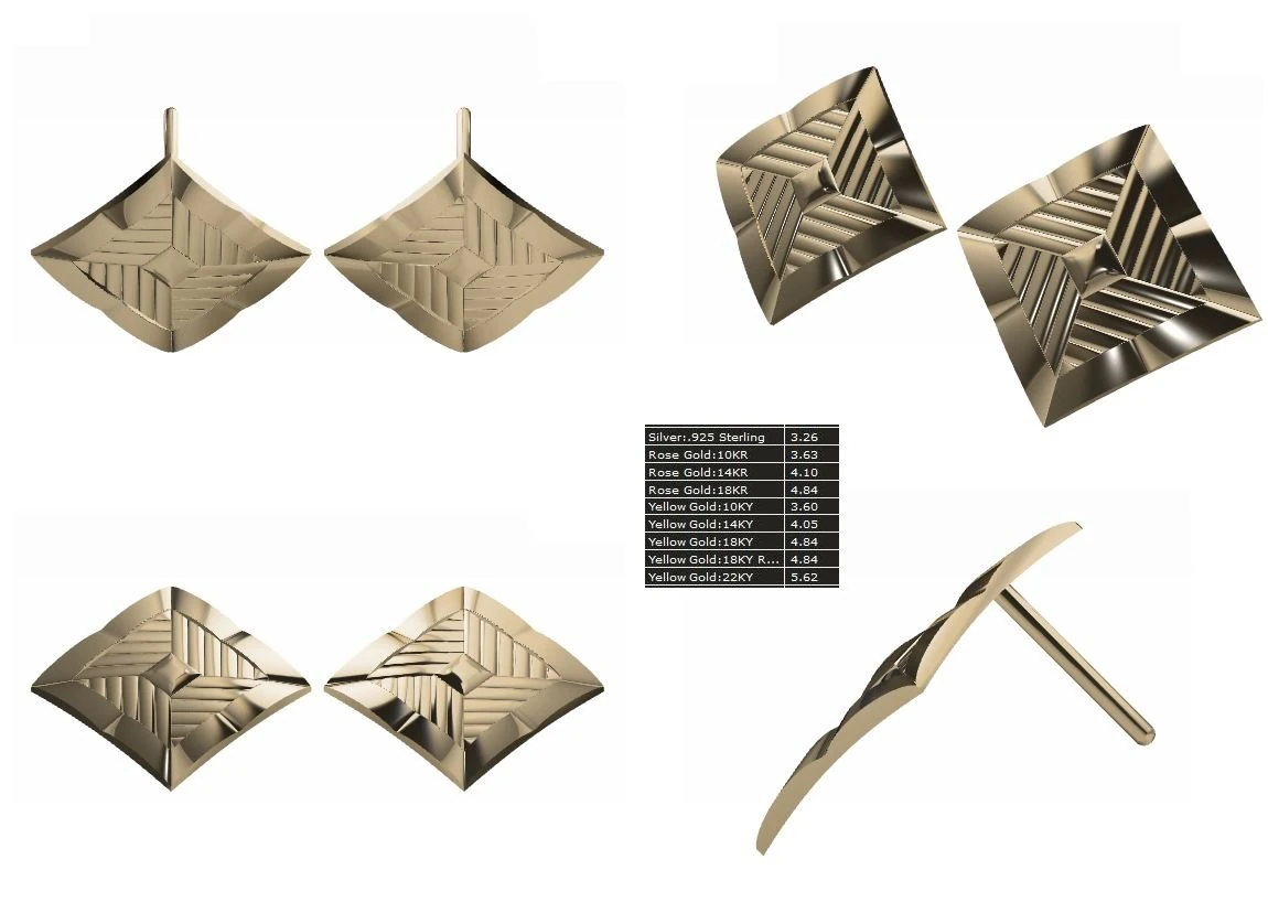 イヤリング スタッド デザイナー 3Dモデル .c4d .max .obj .3ds .fbx .stl .blend 