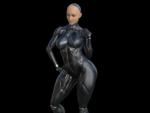 Cyber girl in black 3D Print Model