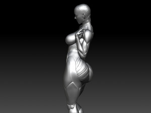 Cyber girl in black 3D Print Model