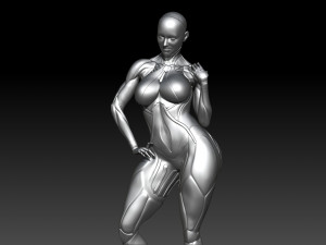 Cyber girl in black 3D Print Model