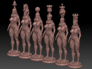 Pack Chess Woman 3D Print Model