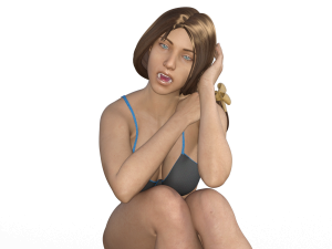 Woman sit touch hair 3D Print Model