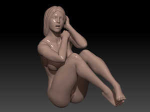 Woman sit touch hair Modello di stampa 3D