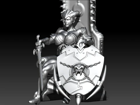 SHEHULK PRINCESS WARRIOR ON THRONE 3D Print Model