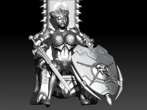 SHEHULK PRINCESS WARRIOR ON THRONE 3D Print Model