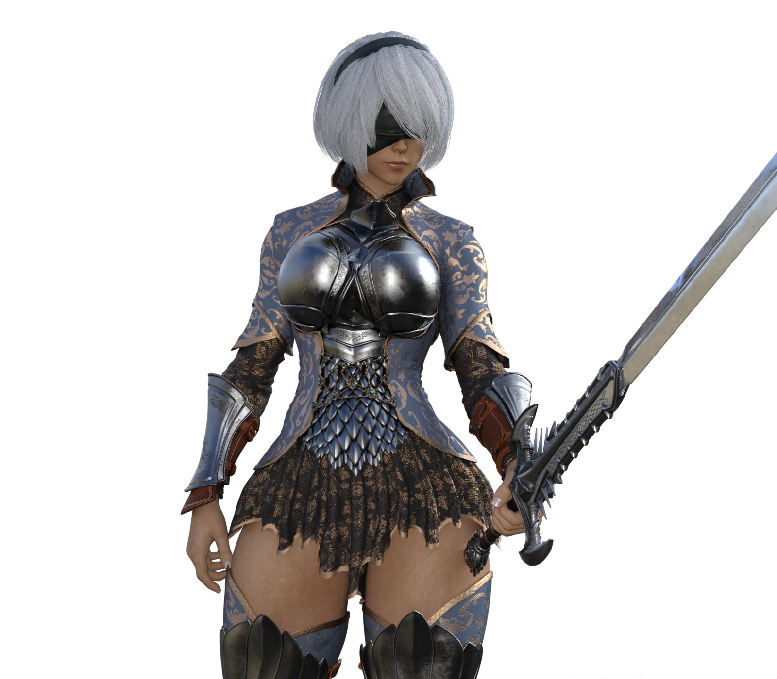 SEXY NIER2B WARRIOR ARMOR 3D Print Model .c4d .max .obj .3ds .fbx .stl .blend 