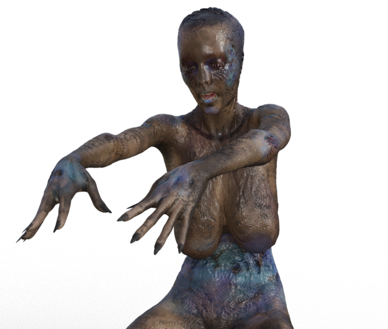 Halloween zombie woman scream on knee Modello di stampa 3D .c4d .max .obj .3ds .fbx .stl .blend