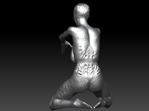 Halloween zombie woman scream on knee Modello di stampa 3D