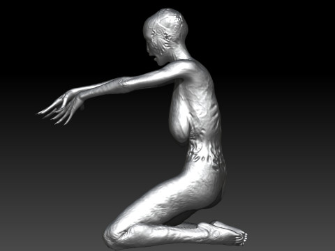 Halloween zombie woman scream on knee Modello di stampa 3D