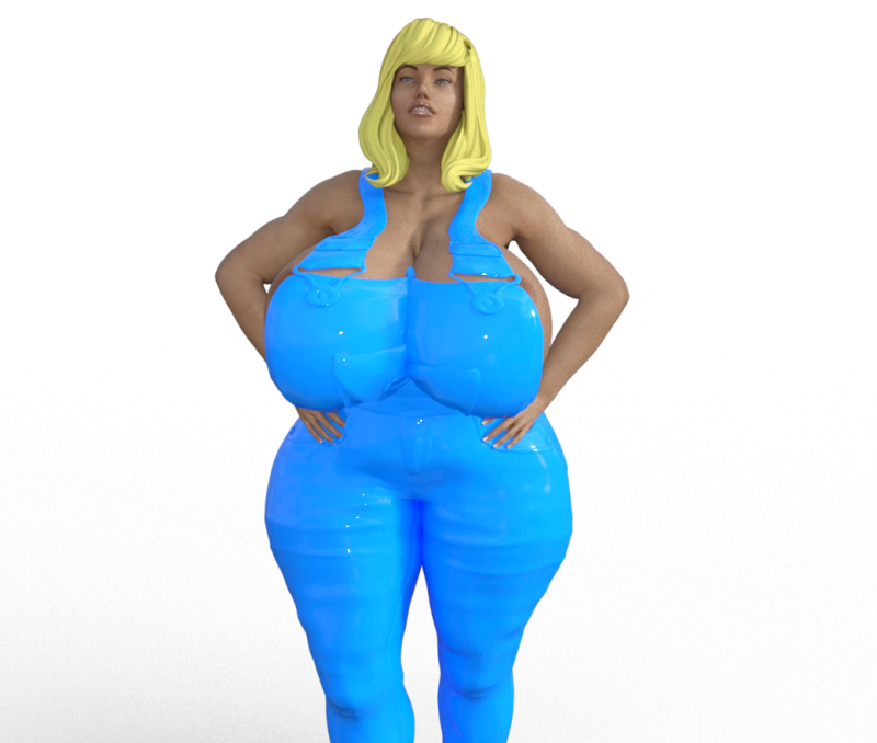 Sexy big woman overoll stand 3D Baskı Modeli .c4d .max .obj .3ds .fbx .stl .blend 