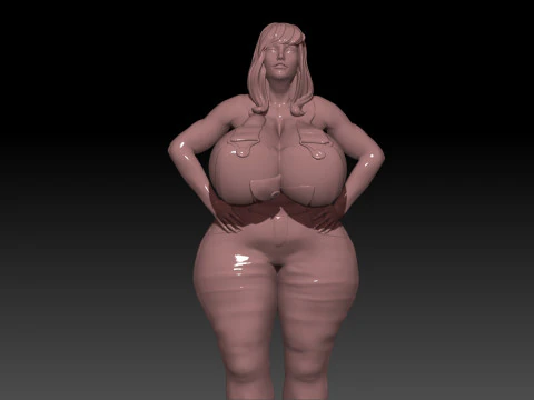 Sexy big woman overoll stand 3D Print Model