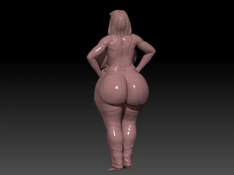Sexy big woman overoll stand 3D Print Model