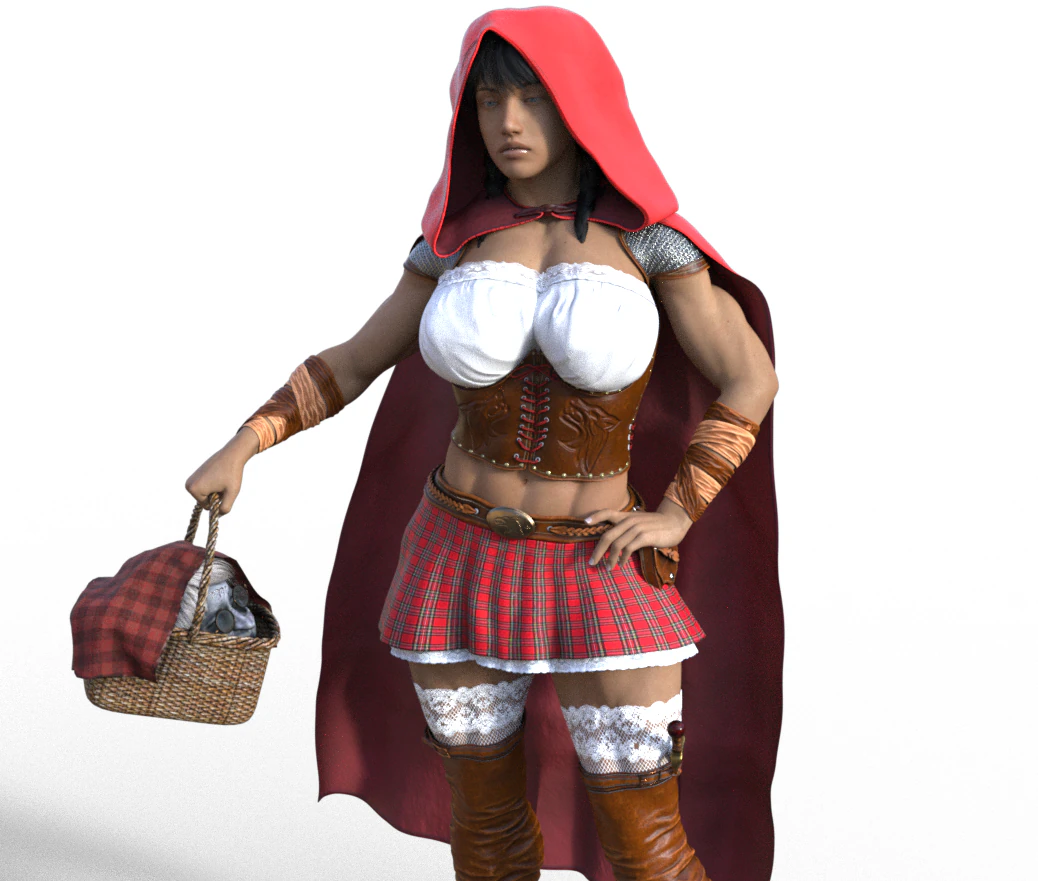 Sexy dark little red riding hood 3D Print Model .c4d .max .obj .3ds .fbx .stl .blend 