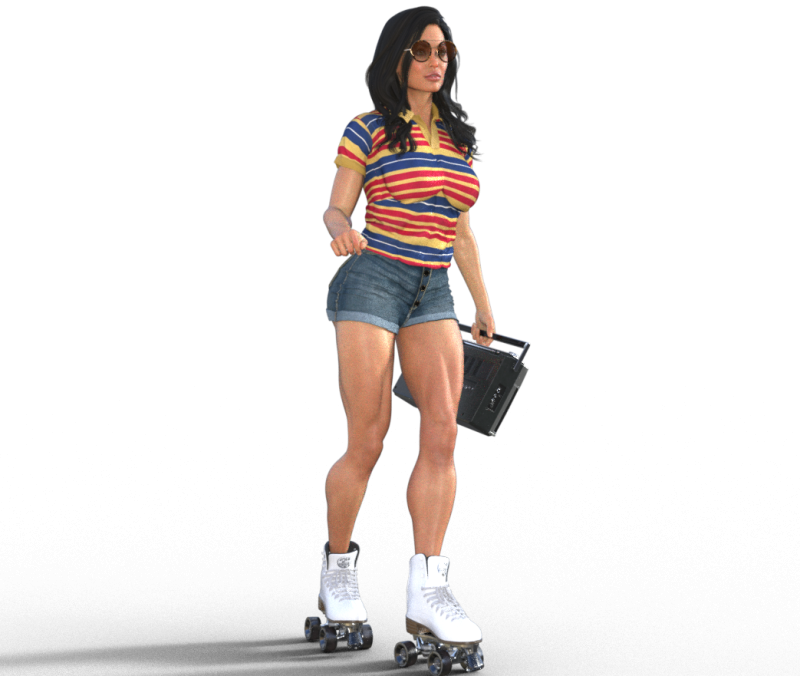 Angelina roller girl and boombox 3Dプリントモデル .c4d .max .obj .3ds .fbx .stl .blend 