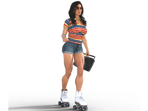 Анджелина, девушка на роликах и бумбокс 3D Принт Модель