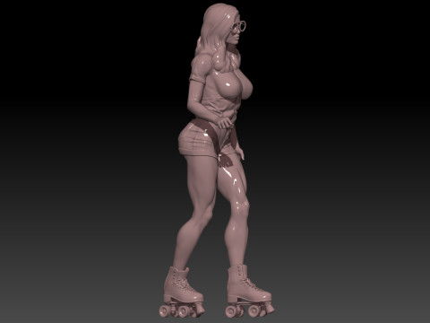 Angelina roller girl and boombox 3Dプリントモデル