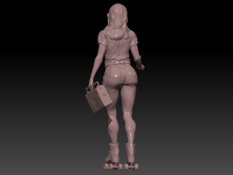 Angelina roller girl and boombox 3Dプリントモデル