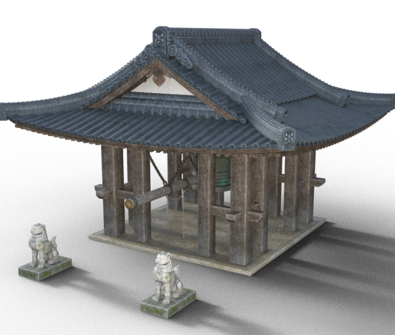 Japanese Bell Shrine Modèles 3D en vedette .c4d .max .obj .3ds .fbx .stl .blend 