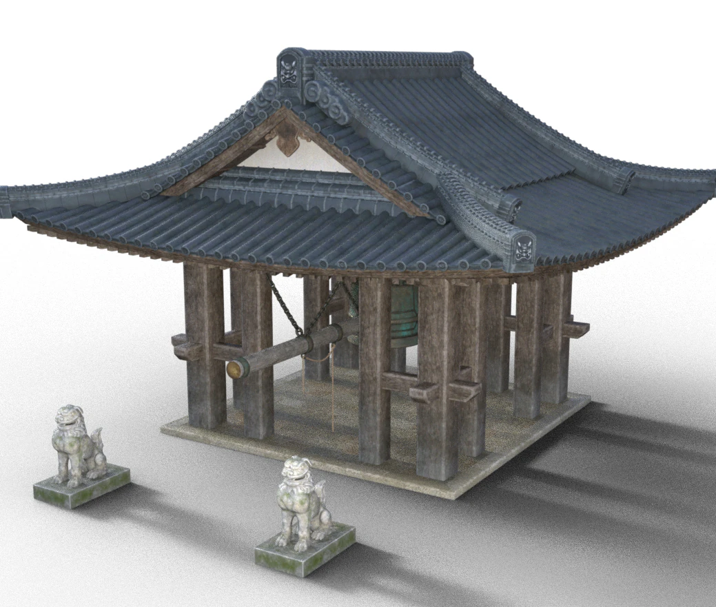 Japanese Bell Shrine 3D Print Model .c4d .max .obj .3ds .fbx .stl .blend
