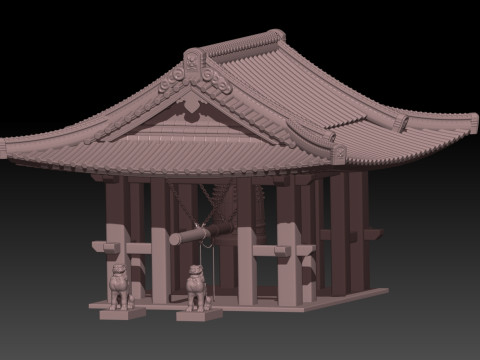 Japanese Bell Shrine Modèles 3D en vedette