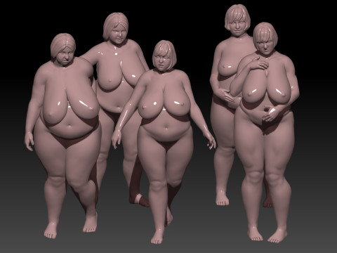 BBW woman modeling stand Modèles 3D en vedette