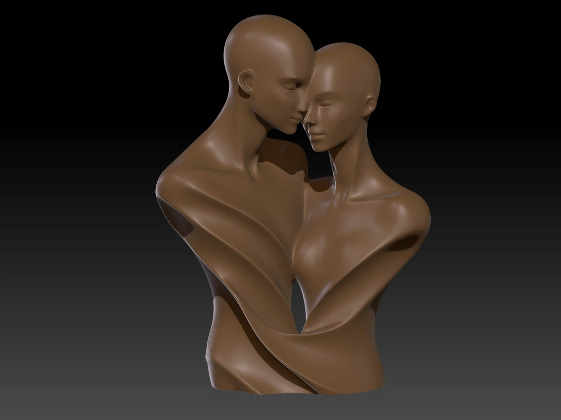 Couple love sculture 3D Print Model .c4d .max .obj .3ds .fbx .stl .blend