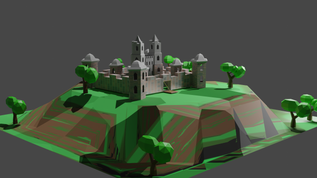 Lowpoly castle 3D-Modell .c4d .max .obj .3ds .fbx .stl .blend 