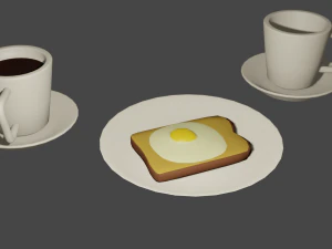 早餐 3D 模型