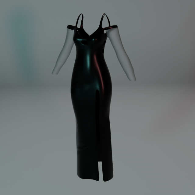 Long dress with long sleeves Modelo 3D .c4d .max .obj .3ds .fbx .stl .blend 